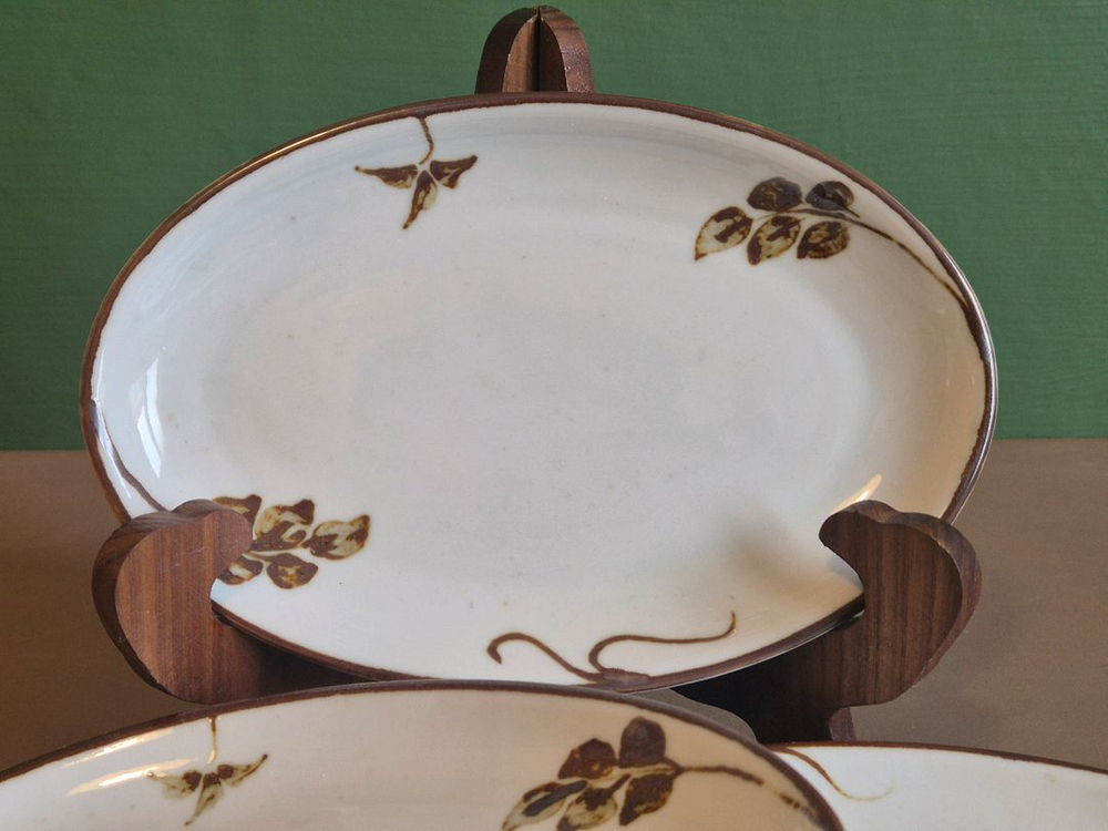 빈티지.스톤웨어 타원접시 3장 가격--1