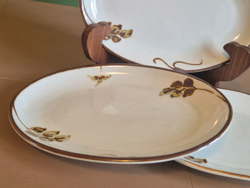 빈티지.스톤웨어 타원접시 3장 가격--2