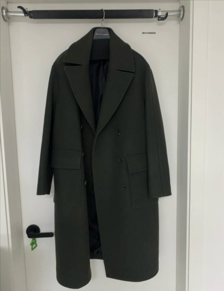 [더니트컴퍼니] 울 더블 코트 카키색 (L사이즈) 이미지