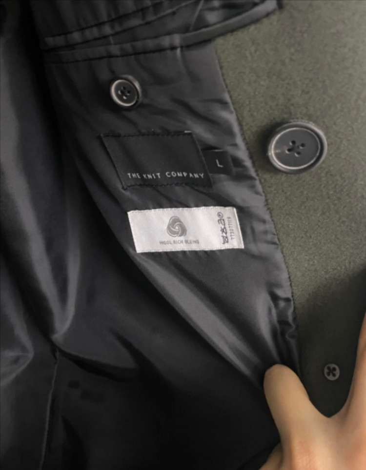 [더니트컴퍼니] 울 더블 코트 카키색 (L사이즈) 이미지