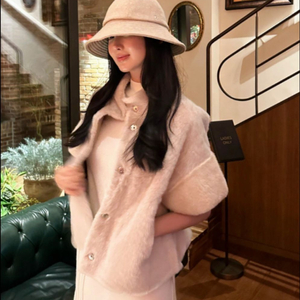 헤이에스 리얼 팔로미노 밍크 트리밍 시어링 자켓