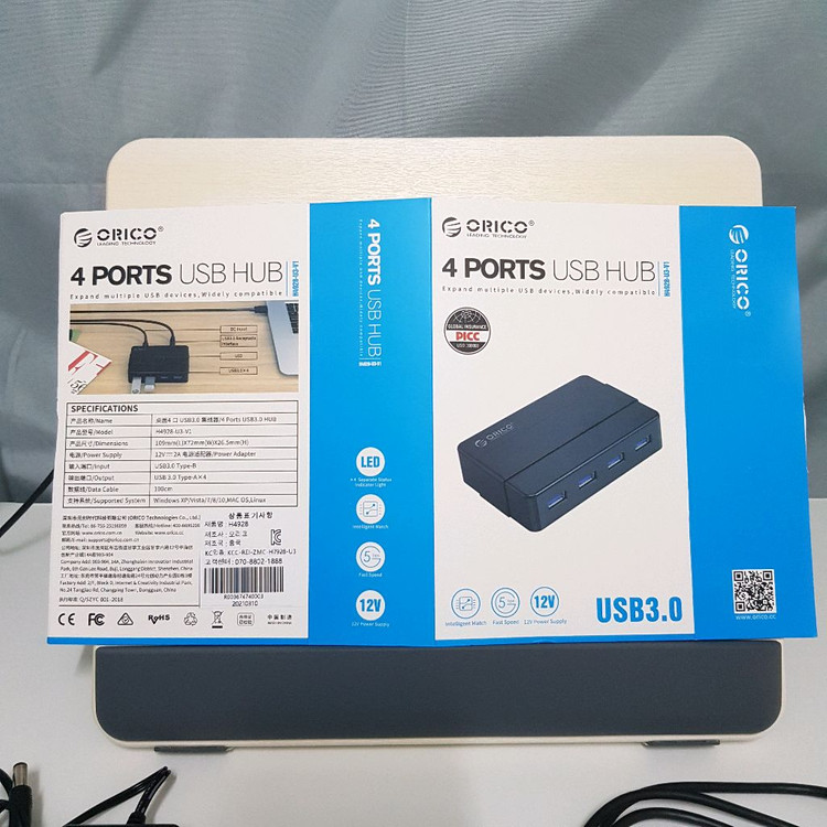 오리코 12V 아답터 사용 4포트 유전원 USB3.0 허브--7