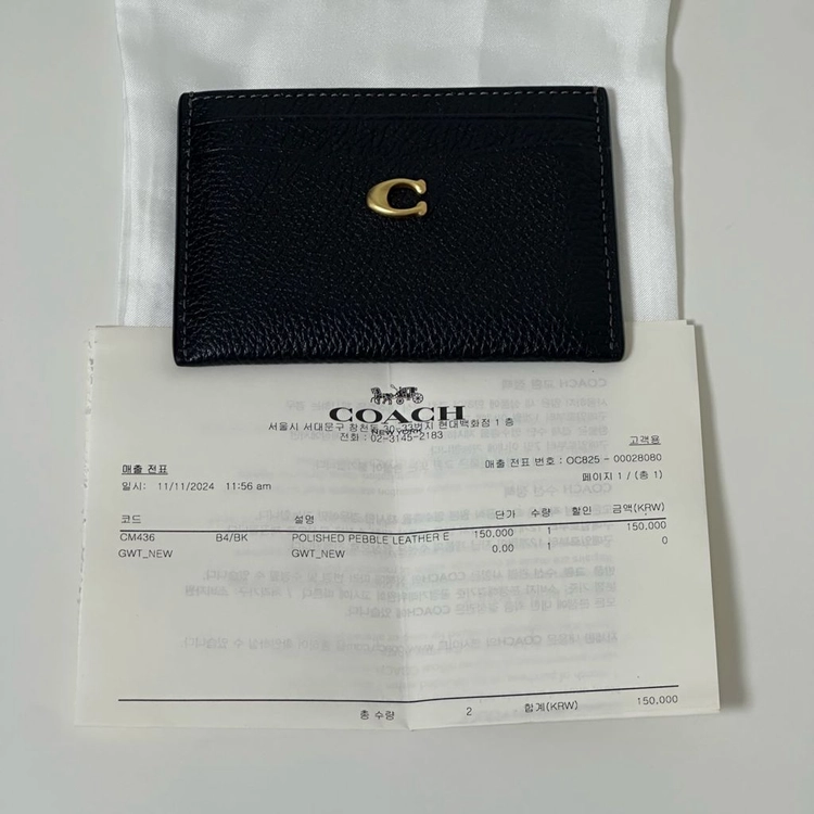 코치 카드 지갑 카드 케이스 CM436 B4 BLACK 가죽 블랙 이미지
