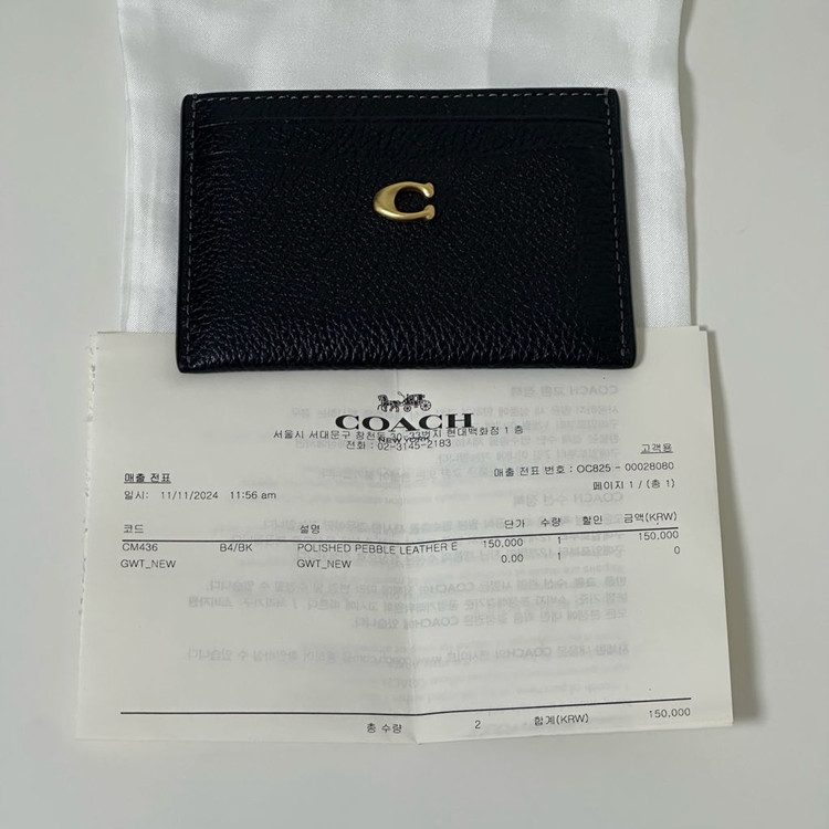 코치 카드 지갑 카드 케이스 CM436 B4 BLACK 가죽 블랙 이미지