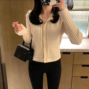 스티치 울 니트 가디건