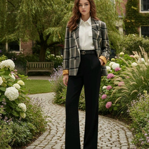 잇미샤 백버튼 체크자켓 55사이즈