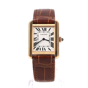 [중고명품다올] 까르띠에 탱크 솔로 스몰 18K 로즈골드 가죽 스트랩 시계 W5200024