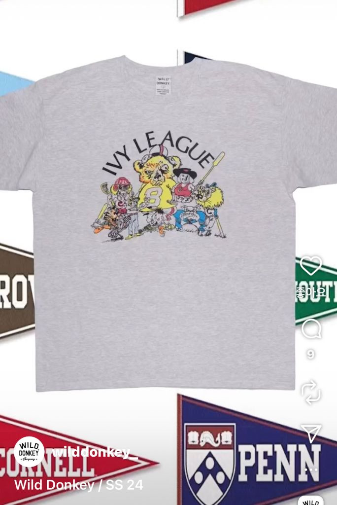 와일드동키 아이비리그 그래픽 티셔츠 L 새상품--9