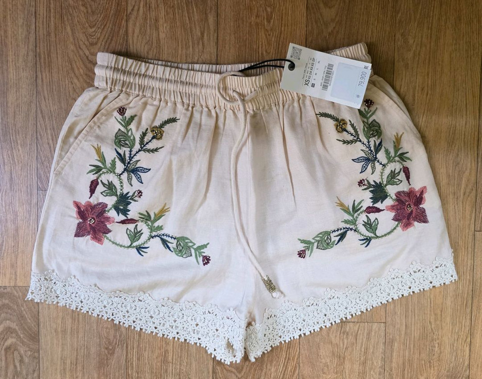 츄 착용 자라 ZW 컬렉션 자수 팬츠 xs, 자수 탑 s사이즈. 이미지