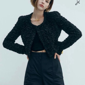 한섬 타임 크롭 글리터 트위드자켓 55