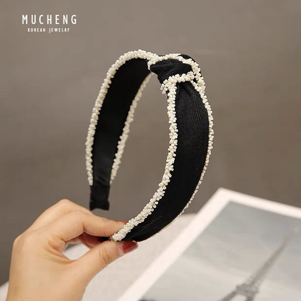 비즈 리본 꼬임 헤어밴드 머리띠--4