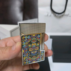 [새상품,한정판] 듀퐁라이터 뉴 라인2 신형 ca16393 멕시칸 스컬 시가 컬랙션 팔라듐 백금 쌍불 듀퐁 라이타