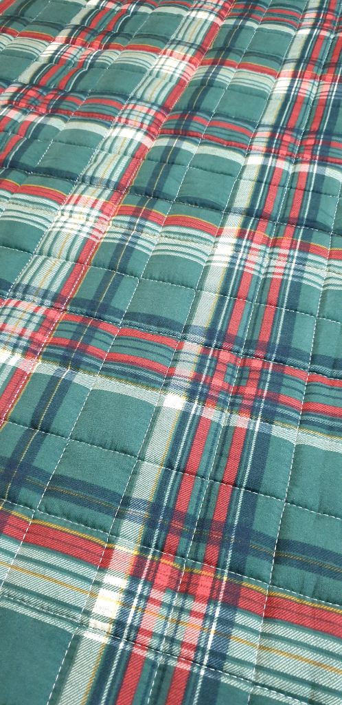 (미사용)체크무늬 누빔 침대 패드 SS--4