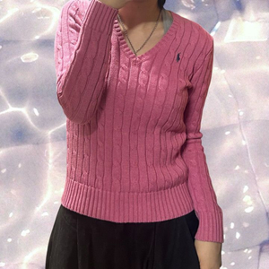 폴로 랄프로렌 신형 브이넥 꽈배기 니트 핑크 XS 이미지
