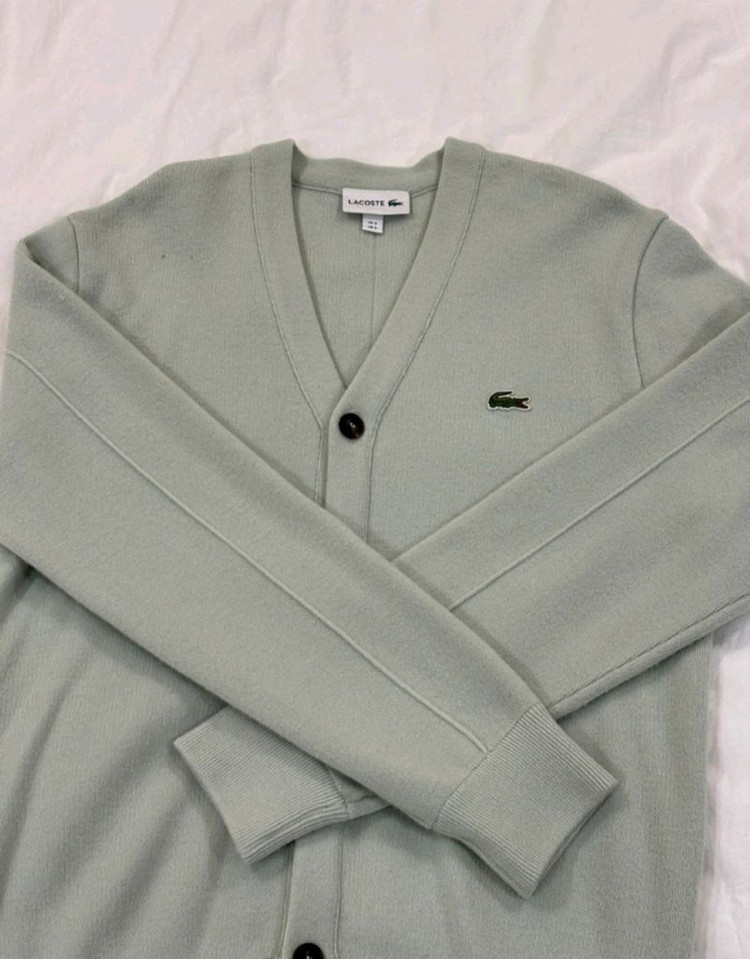 백화점 구먜 라코스테 가디건 라코스테 L 100 가디건 파스텔톤의 민트색상입니다 남녀공용 사이즈 S95-100--8