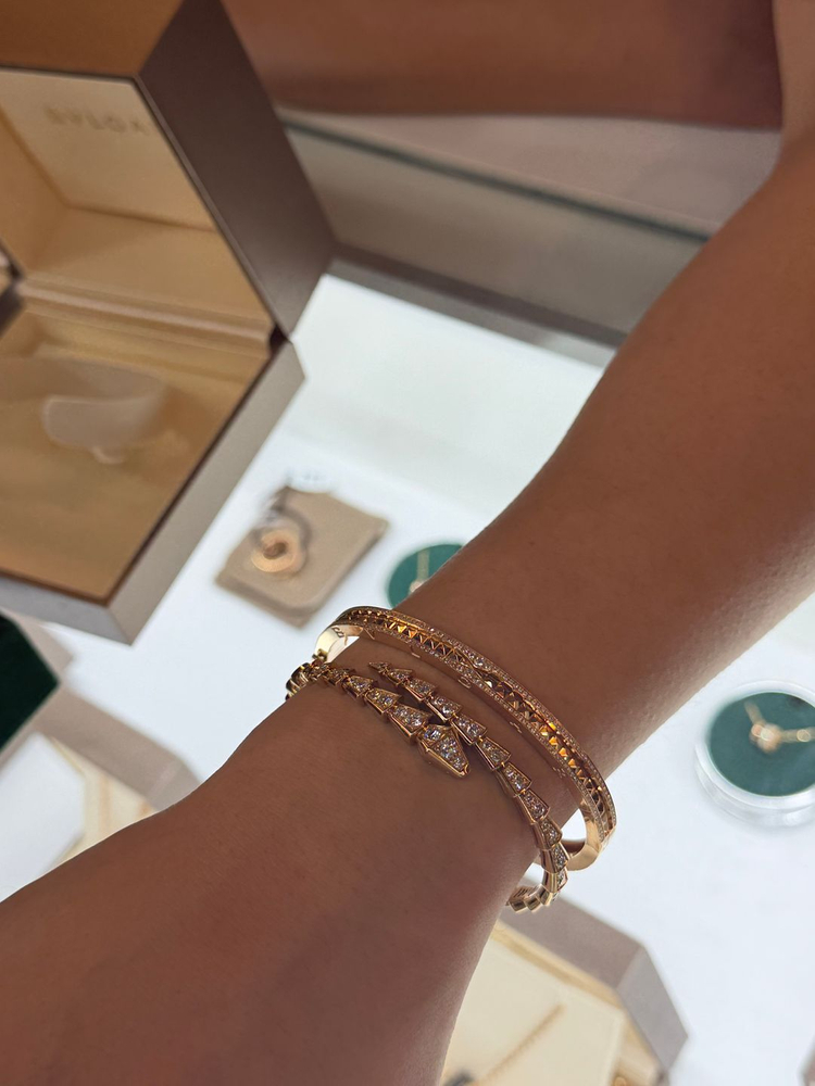 정품 불가리 비제로원 풀파베 팔찌 로즈골드 ML사이즈--3