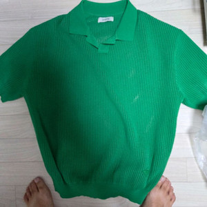 시스템옴므 정품 니트 그린 카라 반팔티 105사이즈