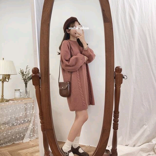 새상품) 수달쌀롱 울 니트 핑크 케이블 원피스 제이블린 파스텔타임 / 베이델리 리리앤코 핫핑 크림치즈마켓 케이클럽--1