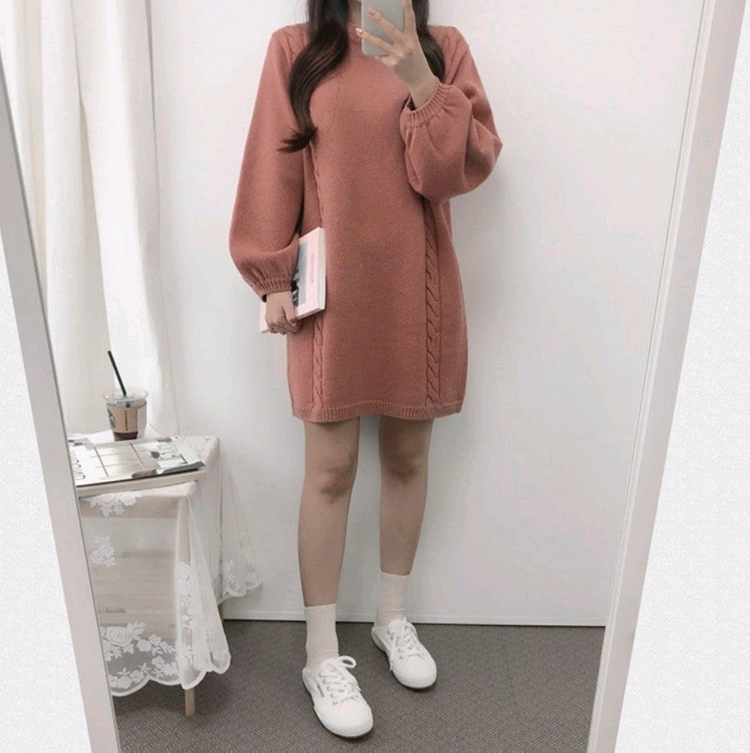 새상품) 수달쌀롱 울 니트 핑크 케이블 원피스 제이블린 파스텔타임 / 베이델리 리리앤코 핫핑 크림치즈마켓 케이클럽--2