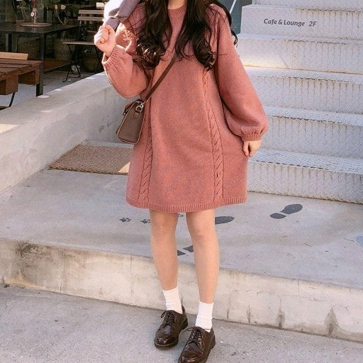 새상품) 수달쌀롱 울 니트 핑크 케이블 원피스 제이블린 파스텔타임 / 베이델리 리리앤코 핫핑 크림치즈마켓 케이클럽--4