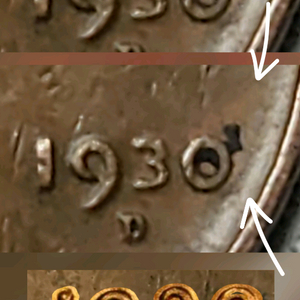 초대박 연도 위에 연도 에러 동전 미국주화 링컨 밀 페니 1930 D