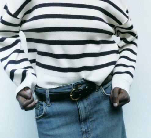 자라 스트라이프 후드 코튼 니트 맨투맨 S(세탁만함)--3