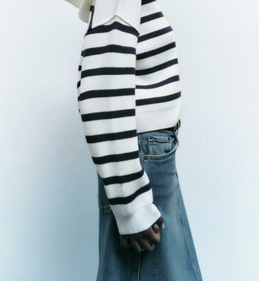 자라 스트라이프 후드 코튼 니트 맨투맨 S(세탁만함)--4