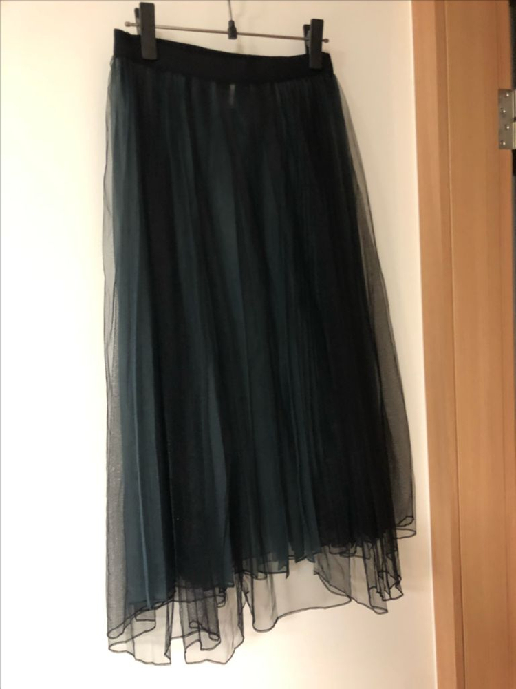 한섬 타임 TIME 망사 샤 플리츠 튤 주름 스커트 치마 시스루--1