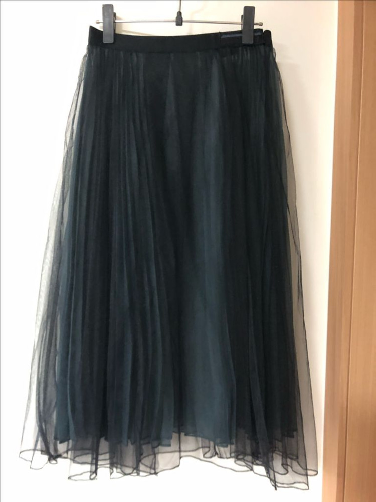 한섬 타임 TIME 망사 샤 플리츠 튤 주름 스커트 치마 시스루--6