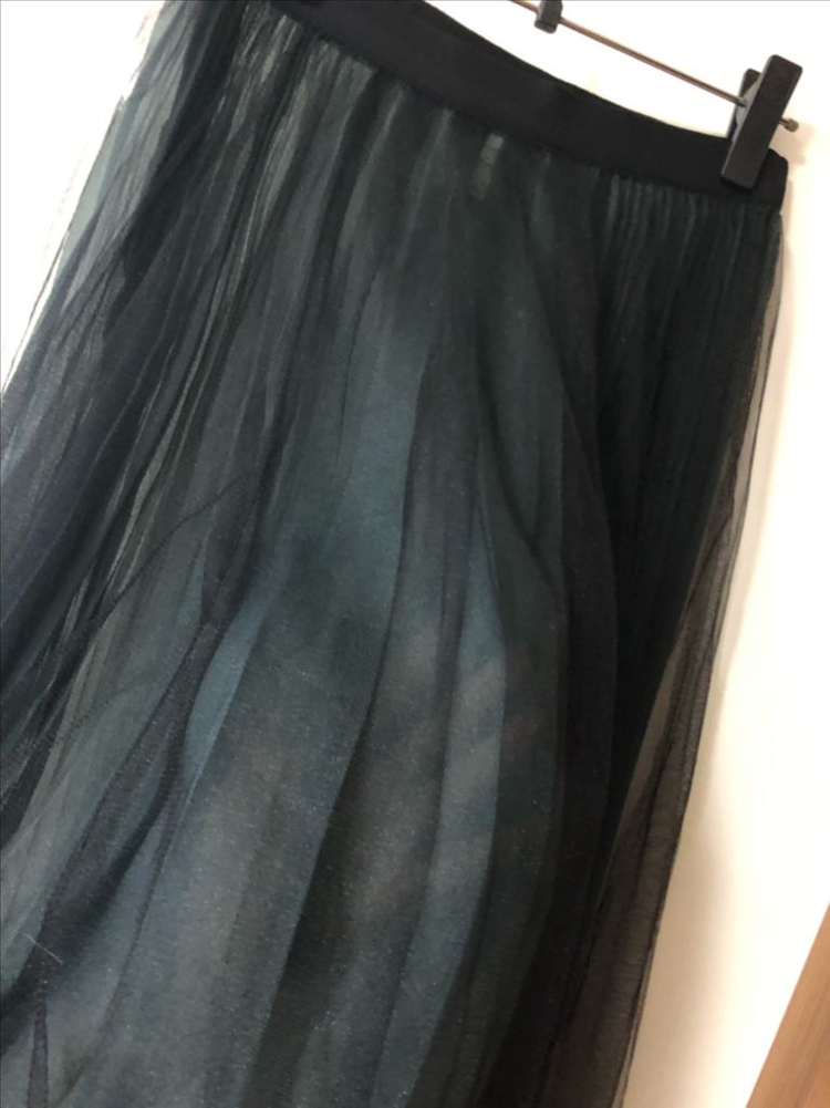 한섬 타임 TIME 망사 샤 플리츠 튤 주름 스커트 치마 시스루--7