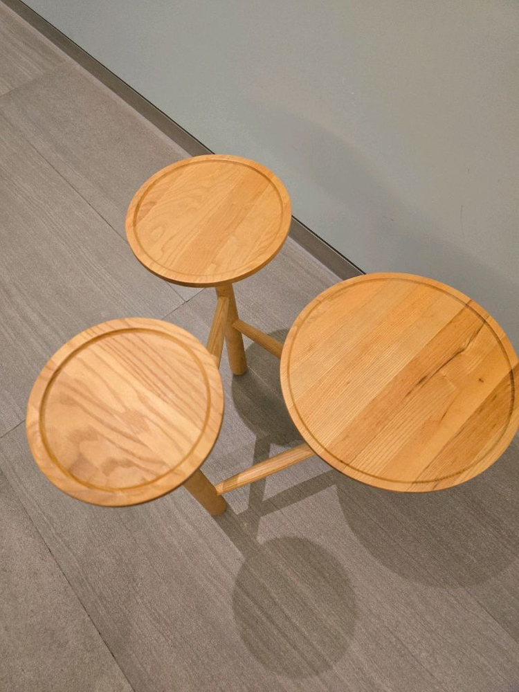 가인리빙 원목 3단 원목 협탁 테이블 선반--2