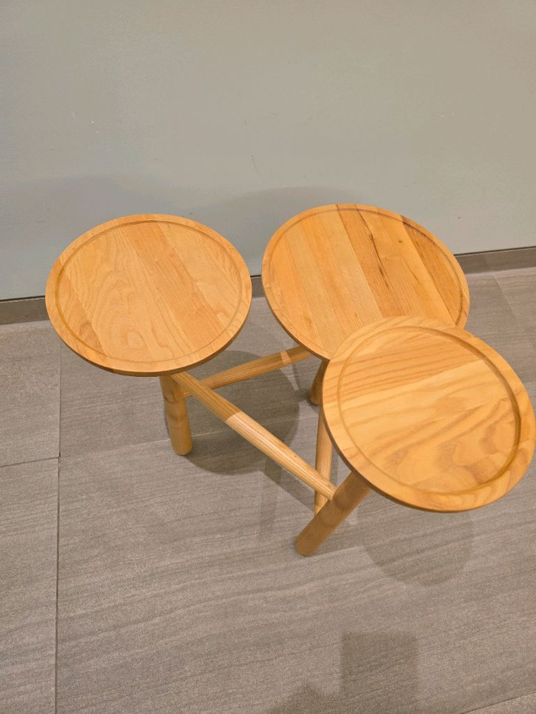 가인리빙 원목 3단 원목 협탁 테이블 선반--3