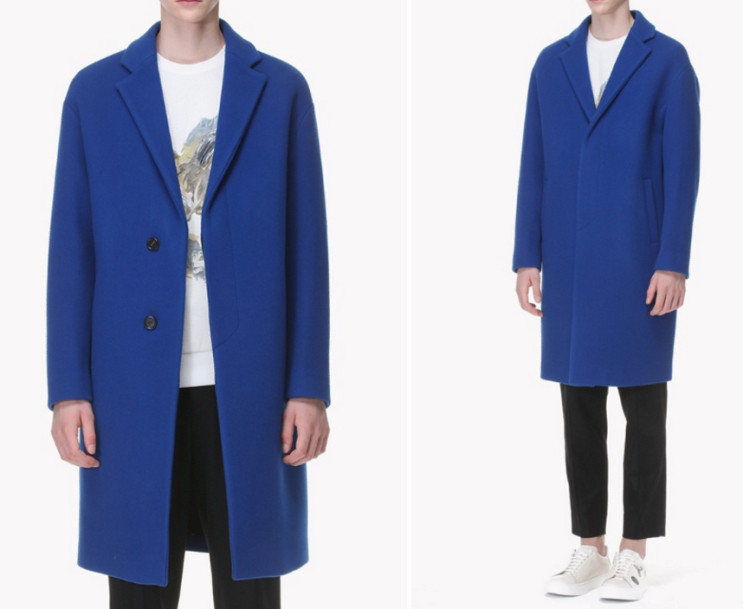 시스템옴므 캐시미어 코발트블루 오버핏 코트 95사이즈--9