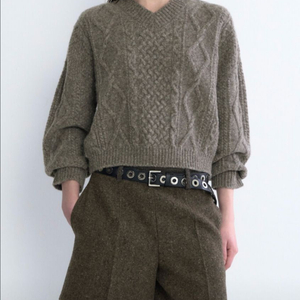 (새상품) 타임 TIME 램스 울 블렌드 브이넥 니트 탑