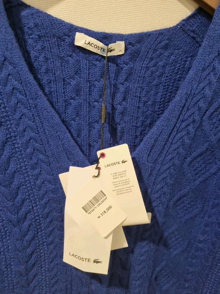 라코스테 케이블 니트 원피스 블루/레드 새상품--4