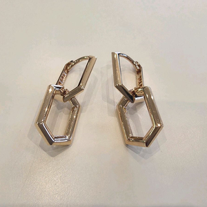 <새것> 18k핑크골드_육각링귀걸이