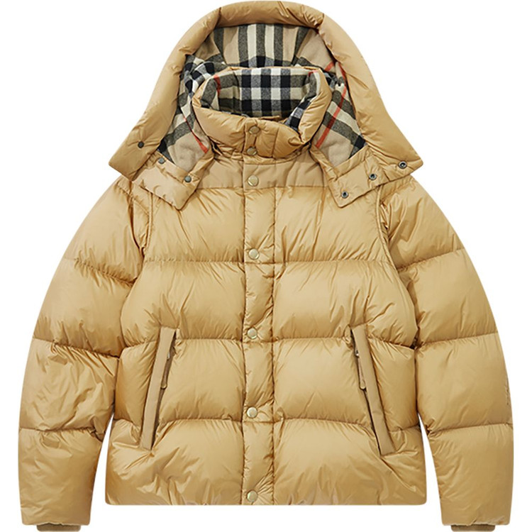 버버리 디테처블 슬리브 후드 퍼퍼 자켓 웜 허니--1