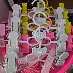 옷걸이 고급형 파스텔 핑크 집게 바지걸이 치마걸이 슬립 바지집게 30P세트 #상태 깨끗함#