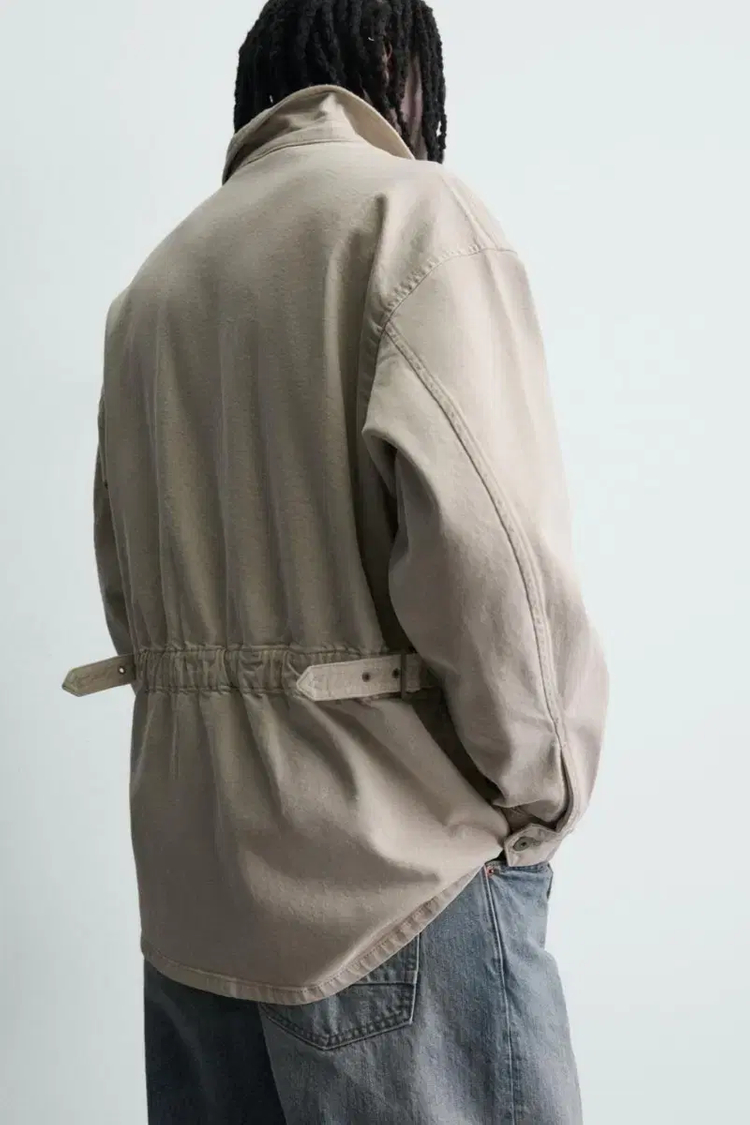 S) 자라 포켓 데님 자켓 재킷 크림 0122 431 릴렉스핏 사파리--3