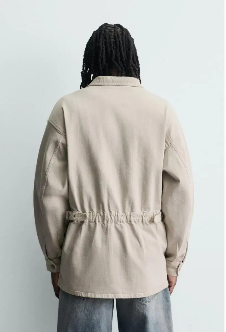 S) 자라 포켓 데님 자켓 재킷 크림 0122 431 릴렉스핏 사파리--2