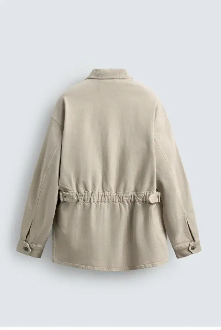 S) 자라 포켓 데님 자켓 재킷 크림 0122 431 릴렉스핏 사파리--9