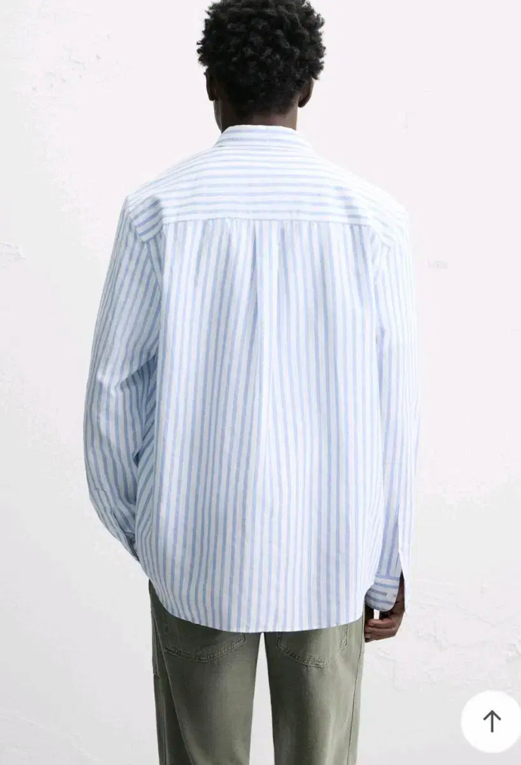 M) 자라 25fw 블루 스트라이프 리넨 코튼 셔츠 1063 305--3