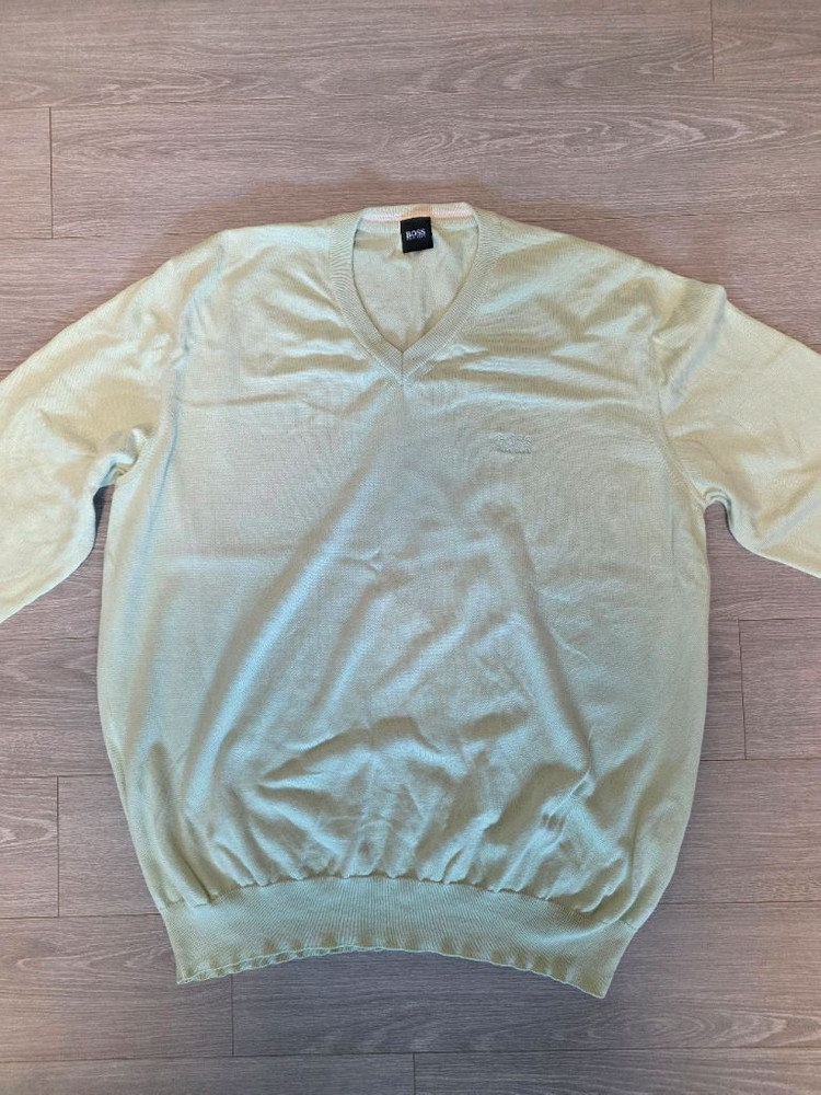 BOSS V넥 니트 멜론색 XL--1