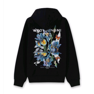 새제품 신상) 우영미 플라워 백 로고 후드 블랙 - 26SS