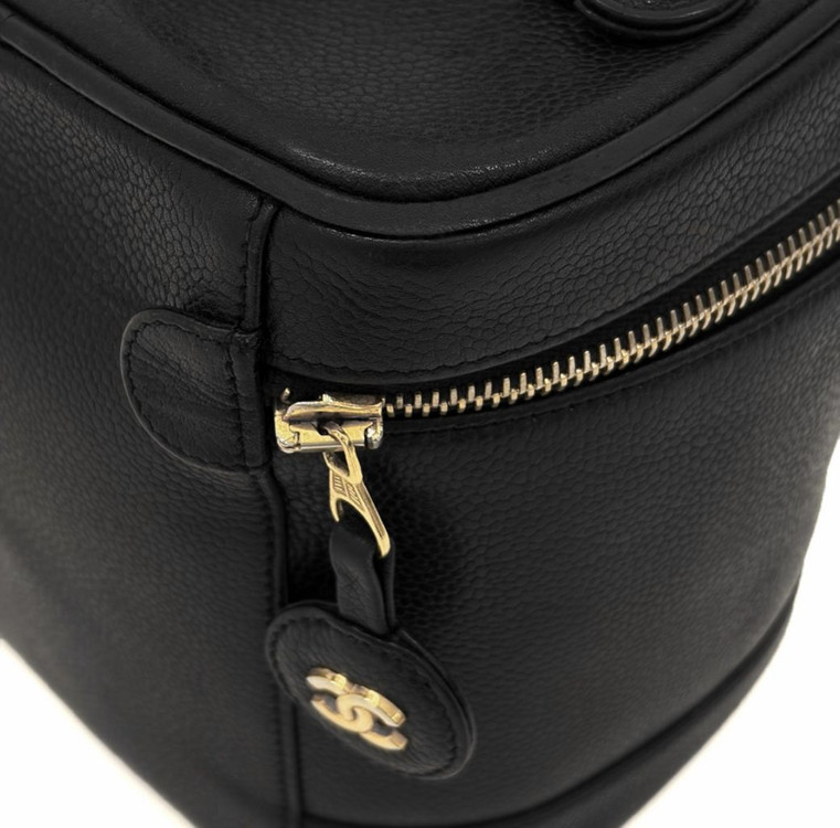 [OS] 샤넬 여성 CC로고 캐비어 탑핸들 코스매틱 파우치 베니티 핸드백--6