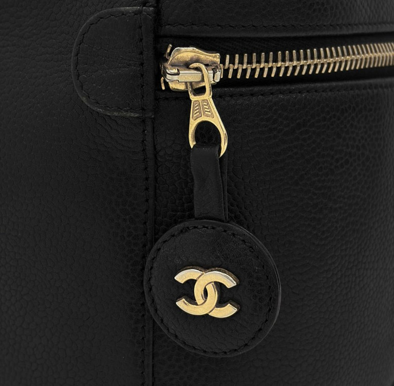 [OS] 샤넬 여성 CC로고 캐비어 탑핸들 코스매틱 파우치 베니티 핸드백--7