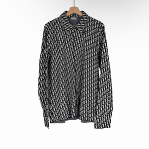 [XL] 디올 남성 오블리크 개버딘 자카드 오버 니트 셔츠 블랙