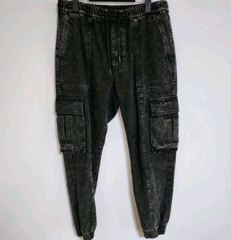 24FW 준지 흑청 카고 조거팬츠--2