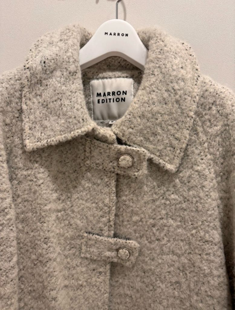 정가41.9) 마론에디션 크림멜란지 알파카 울코트[미들사이즈] 이미지