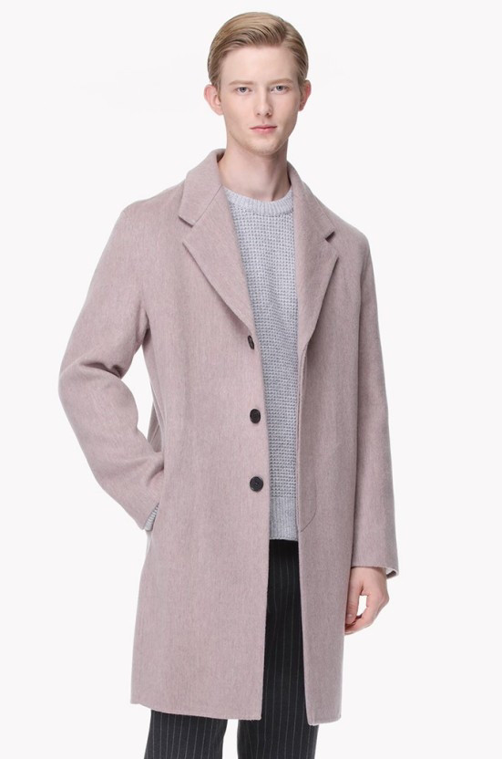 시스템옴므 멜란지핑크 오버핏 핸드메이드 코트 95사이즈--5